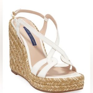 Stuart Weitzman

Coquille Leather Wedge Espadrilles in Cream Size 7